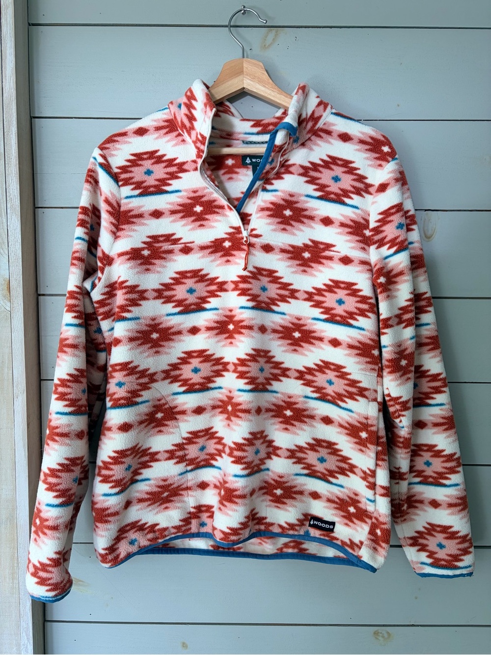 Woods Blakiston Printed Fleece Quarter Zip Pullover Size Medium